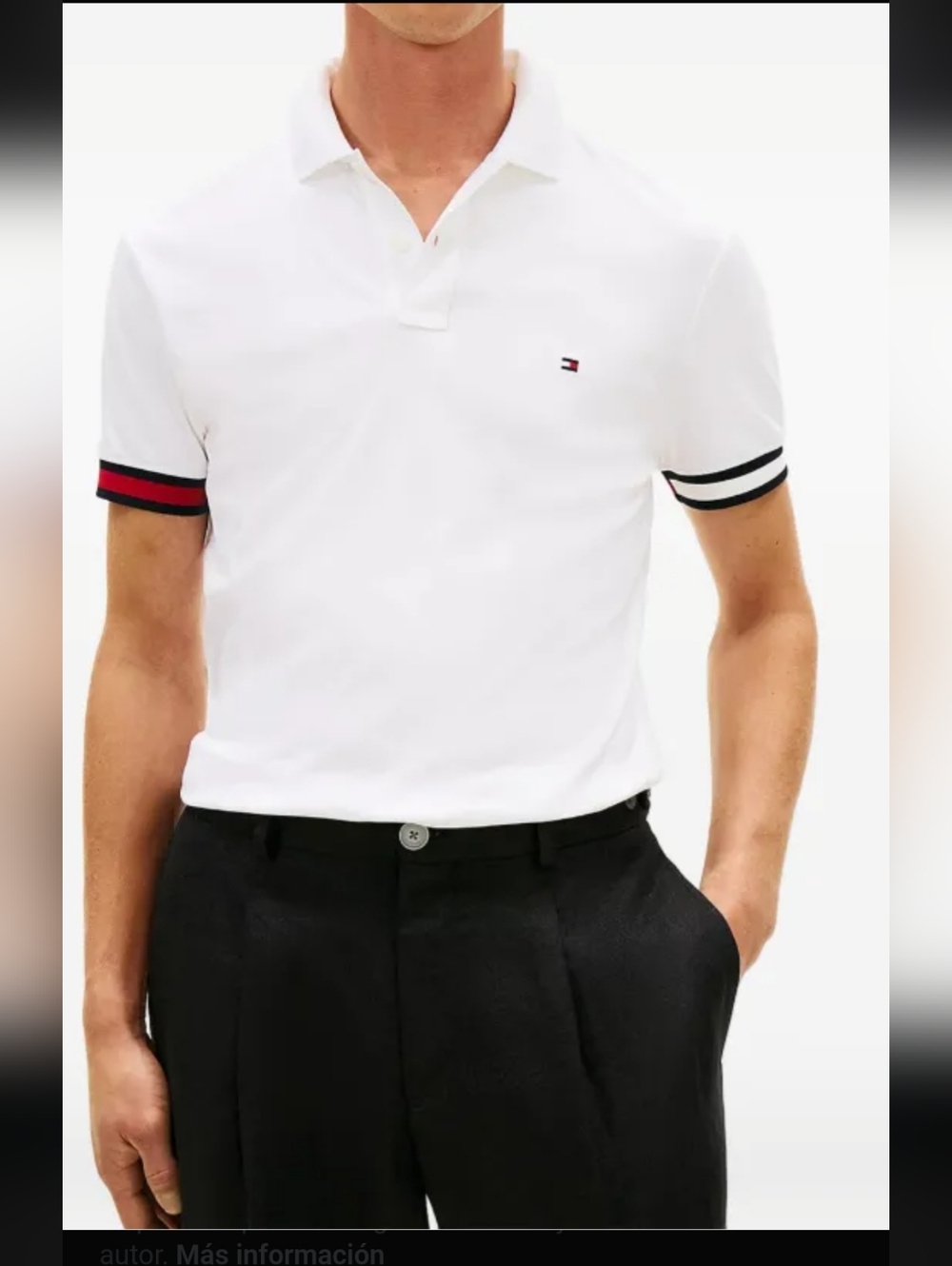 Tommy Hilfiger White Polo Shirt with Contrast Sleeve Stripes